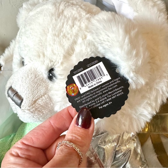 New with tags- FAO Schwartz plush 13” bear custom dressed - Picture 3 of 6